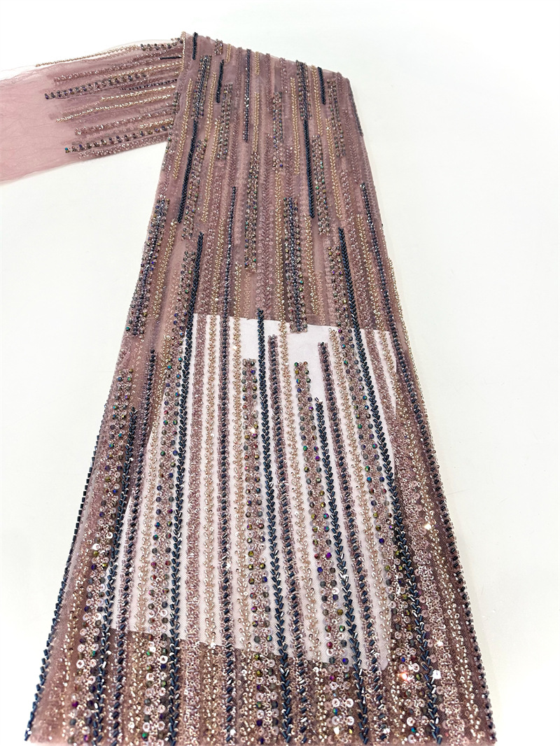Tubo de bordado de perlas vestido de moda ropa de tela de ropa de cuatro perlas industria pesada bordado de sequillas verticales vestido de boda image 10