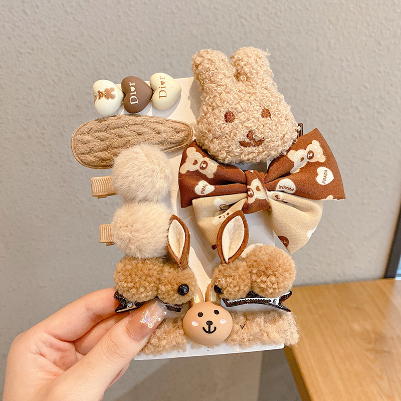 Accesorios para el cabello para niños, café con leche, horquilla, otoño e invierno, nuevas niñas, sin daño, horquilla de felpa, lindo sombrero de clip lateral para bebé