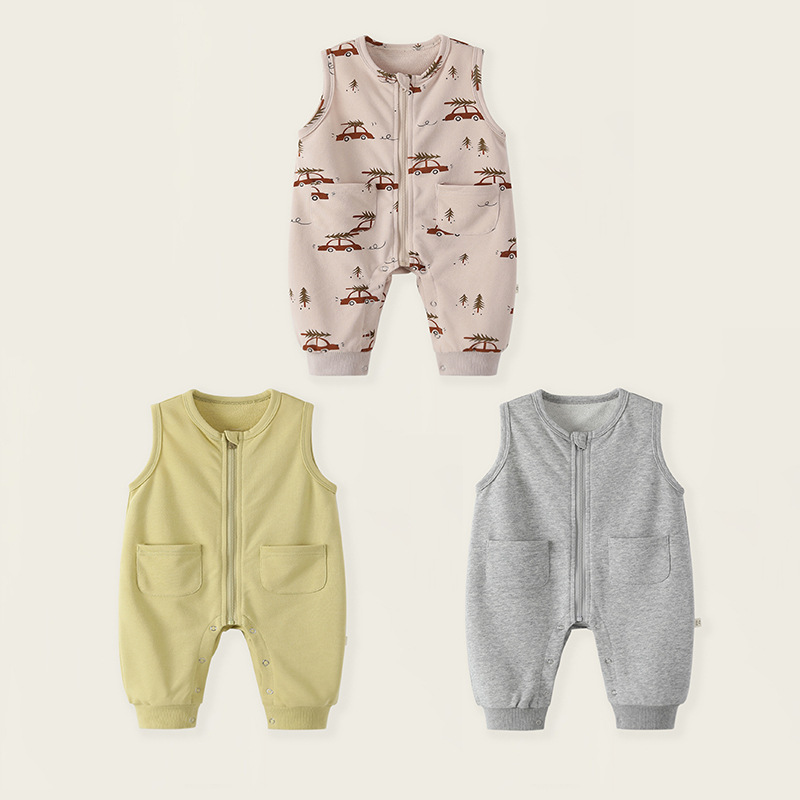 2026 Spring and Autumn New Baby Romper Versatile Strap Zipper Crawling Suit Newborn Clothes Jumpsuit Bodysuit