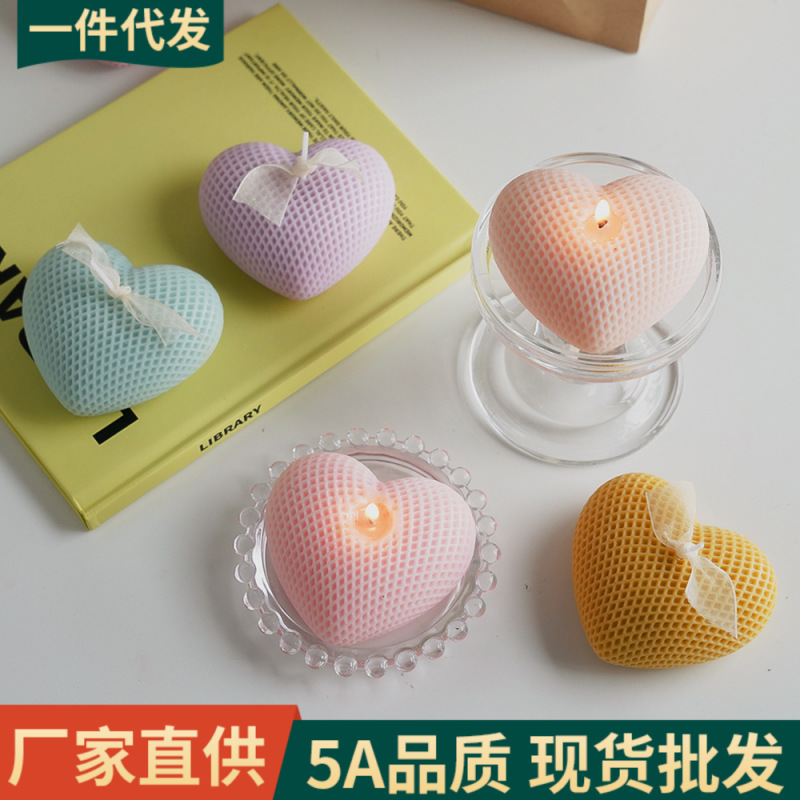 Vela de aromaterapia en forma de corazón con regalo de mano Regalo de San Valentín Arreglo DE BODA hecho a mano al por mayor Qixi Vela de amor roja