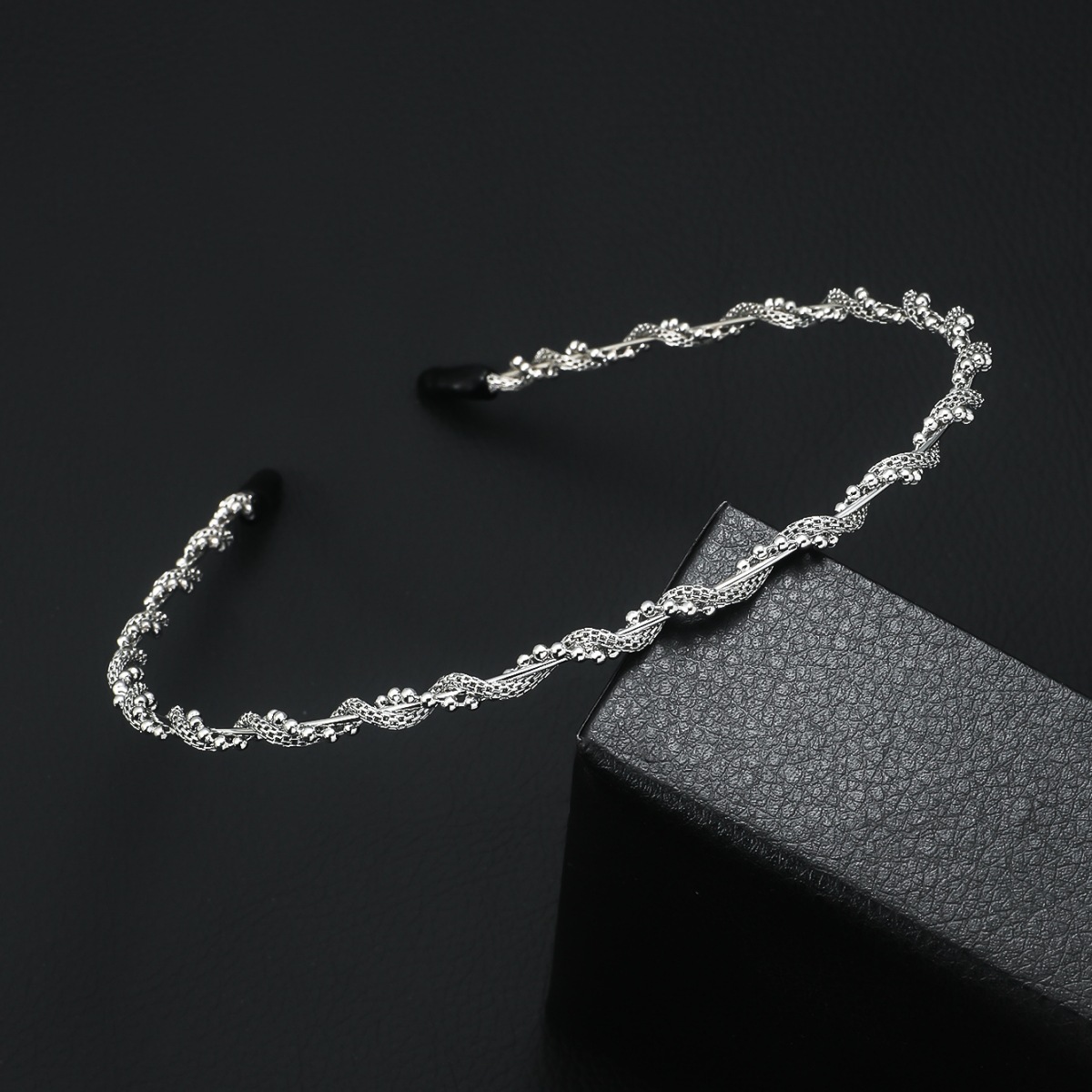 Simple nupcial accesorios para el cabello de las mujeres hecho a mano sinuoso onda diadema estilo japonés coreano tocado torcido rhinestone perla diadema