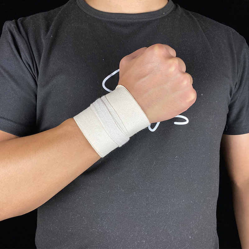 Fitness Shot Put Wristband Men's Weightlifting Bench Press Professional Bandage Sprain White Cotton Push-Up Wrist Protection Strap