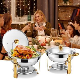 Amazon Cross-Border Supply Stainless Steel Buffet Stove Round 4.5L Detachable Buffet Stove Hotel Buffet Stove Commercial