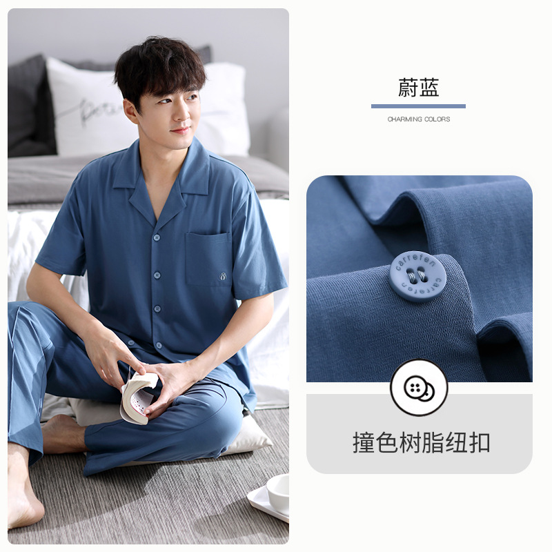 Pijamas de verano para hombre 100% algodón pantalones de manga corta ropa para el hogar traje de verano delgado para hombre más tamaño