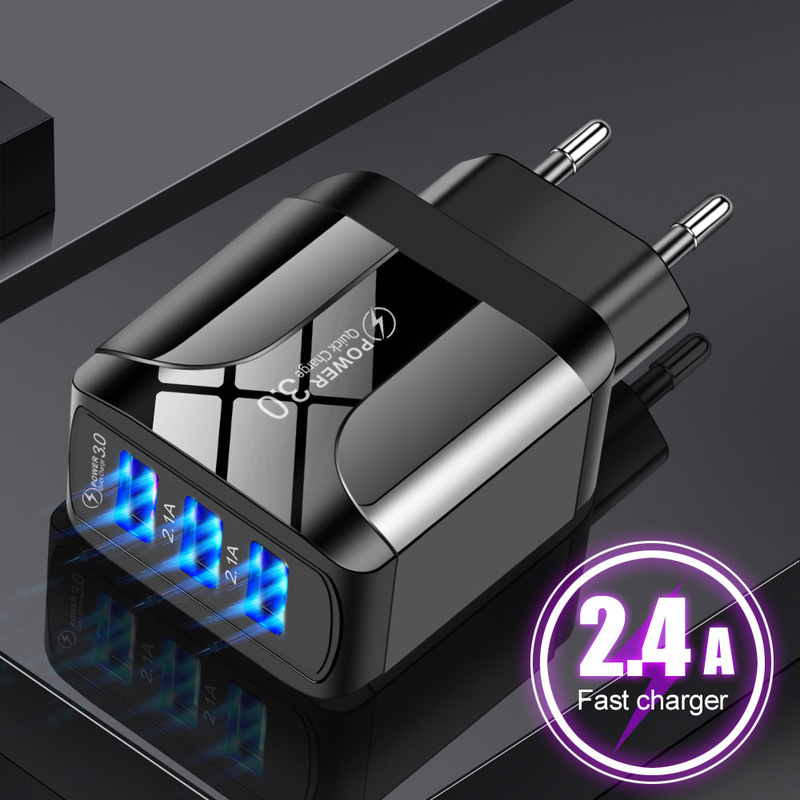 3USB butterfly luminous charger 2.4A IC solution smartphone tablet universal travel charging head Wholesale