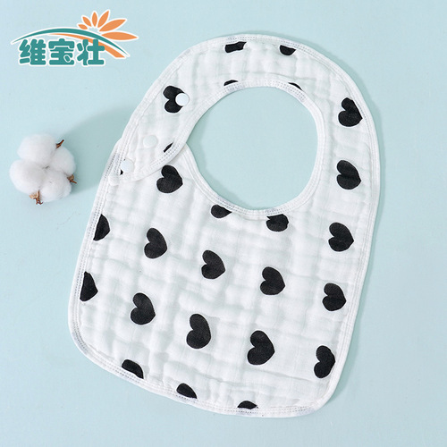 Wholesale newborn U-shaped bib six-layer washed cotton gauze baby saliva napkin baby eating bib bib