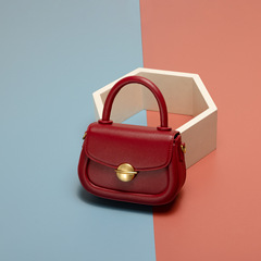 小眾高級感手提馬鞍包包女2024新款復古紅色包包新娘結婚包斜挎包