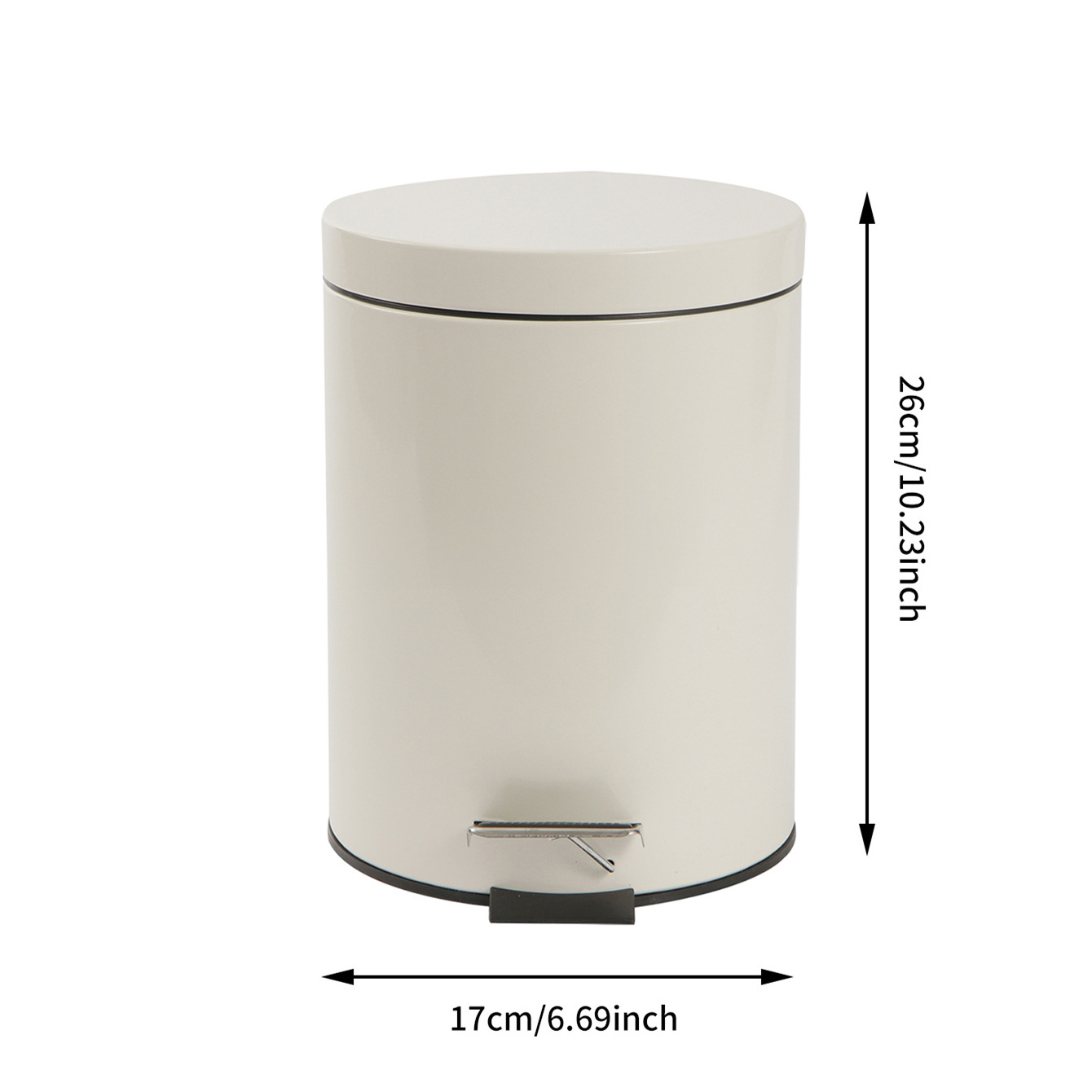 Bote de basura abatible redondo beige transfronterizo Cocina doméstica Pedalear con tapa Cubo de limpieza silencioso