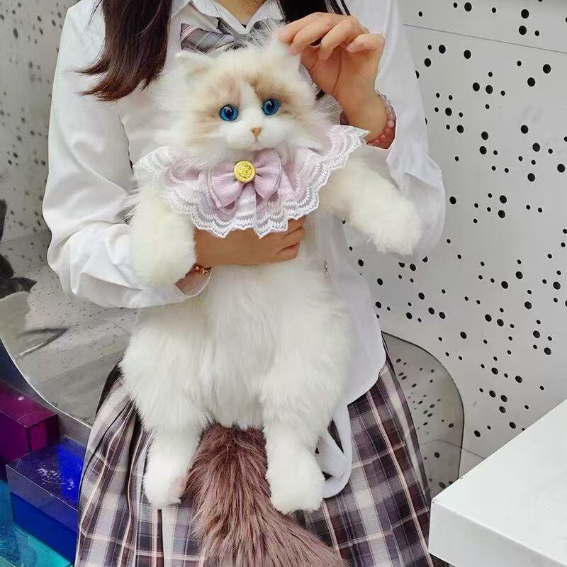 Cute Simulation Ragdoll Cat Backpack Doll Cat Doll Plush Soothing Doll Girls Birthday Toy Gift