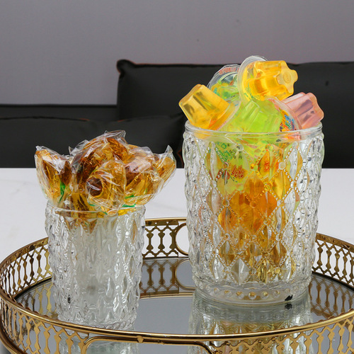 Nordic transparent glass candy jar storage jar sugar box creative transparent storage jar tea sugar cube jar toothpick jar