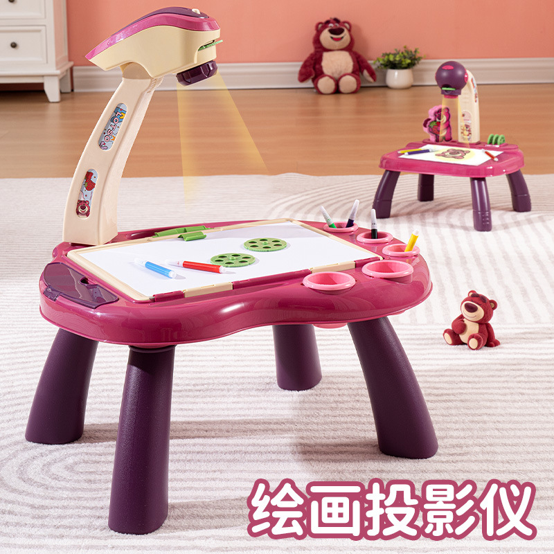 Genuine Disney strawberry bear painting projector toy multi-function projection painting table large children's toy