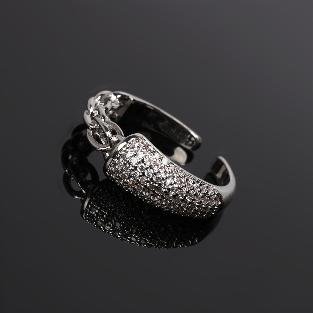 Fashion Copper Inlaid Zircon Splicing Adjustable Opening Ring display picture 3