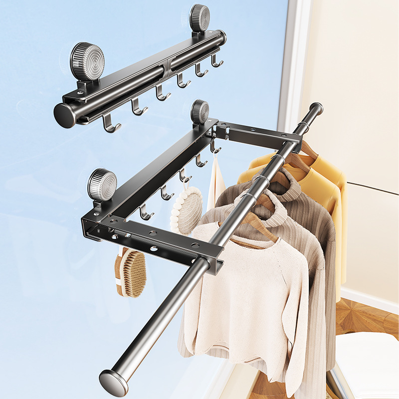 Foldable Telescopic Simple Coat Hook Rack Clothes Drying Rack Quilt Rack Towel Hook Storage No-Drill Amazon