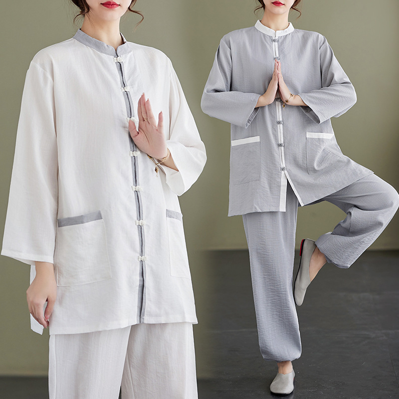 Actual Shot of 2025 Spring and Summer Tai Chi Suit Chinese Style Practice Suit Two-Piece Chinese Style Layman Suit Unisex