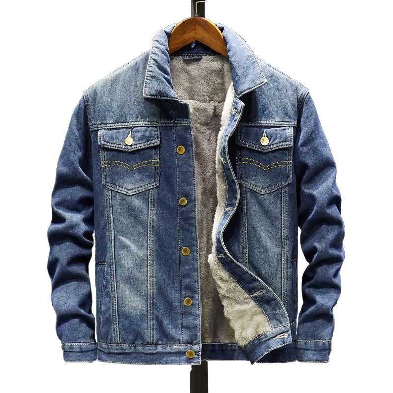 Invierno forrado de lana engrosada abrigo de mezclilla de los hombres de estilo coreano abrigo de mezclilla marca de moda Denim Top chaqueta casual de los hombres al por mayor