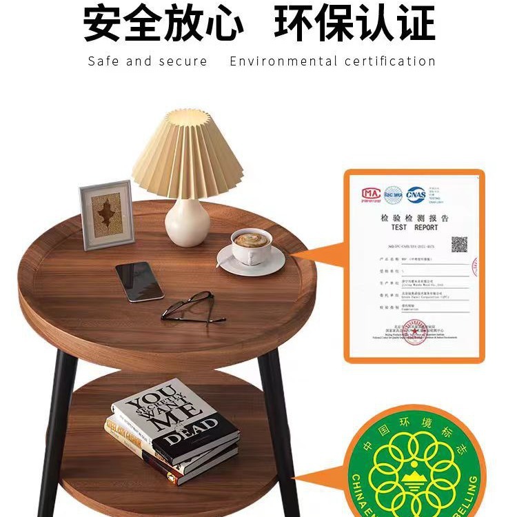 Nordic minimalista pequeño apartamento mesa de café Nordic ronda balcón Mesa de la sala de estar de doble capa mesita de noche pequeña mesa redonda al por mayor