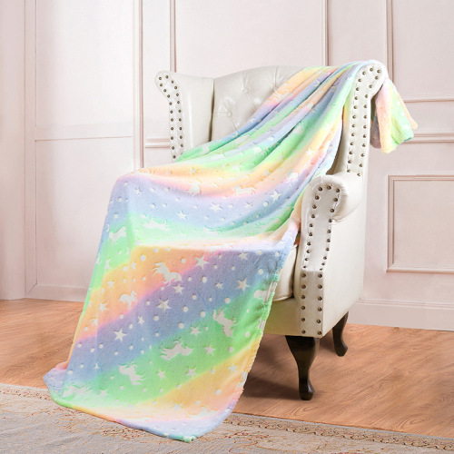 Double-sided flannel luminous blanket fluorescent glue printed blanket summer air conditioning quilt children's blanket