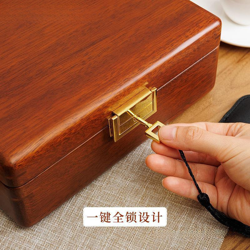 金丝柚木实木首饰盒家用精致收纳盒双层饰品盒带锁瑕疵处理品|undefined