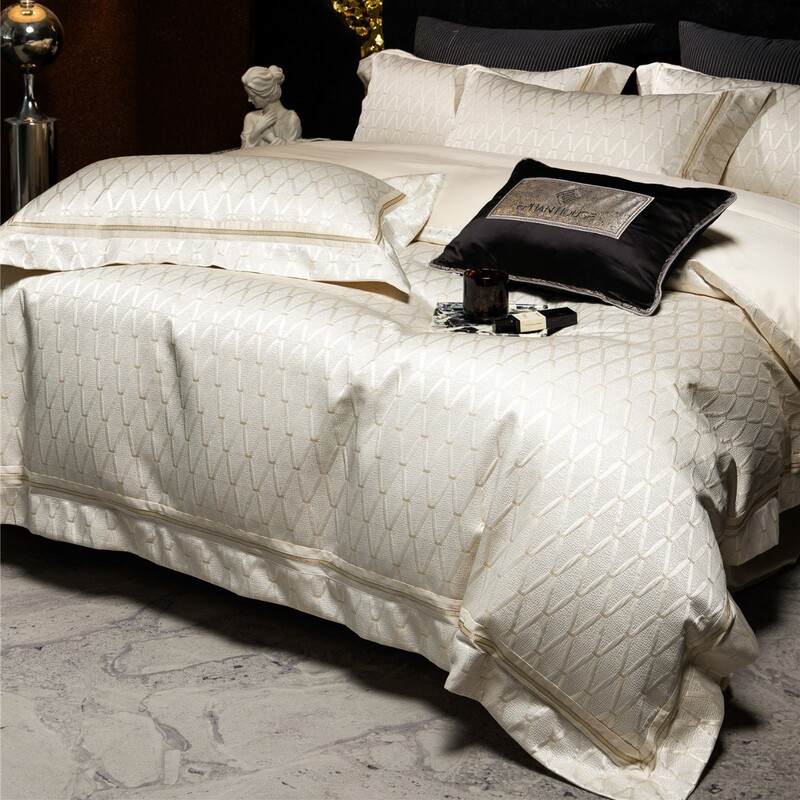 100 Australian Cotton Light Luxury Three-Dimensional Gold-Embroidered Thick Woven Bed Sheet Bed Cover Set Pure Cotton Long-Staple Cotton Four-Piece Set Venus