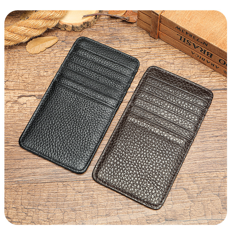 Ví card holder da bò thật nhiều ngăn, siêu mỏng gọn nhẹ — Màu đen, Cà phê, Màu nâu chi tiết 2