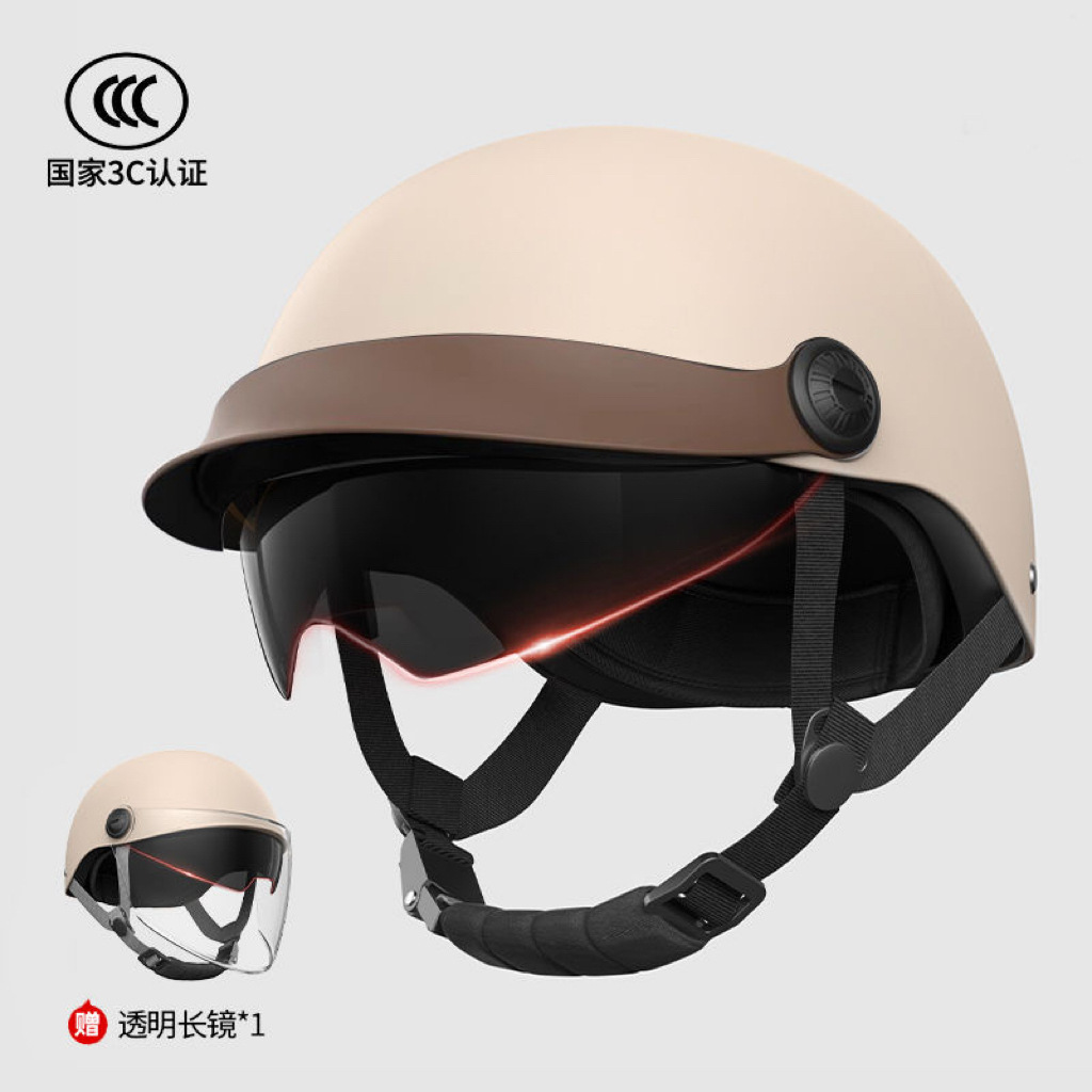 Nuevo estándar nacional 3C certificado coche eléctrico protección solar doble lente casco retro para hombres y mujeres cuatro estaciones alrededor de la cabeza ajustable tamaño