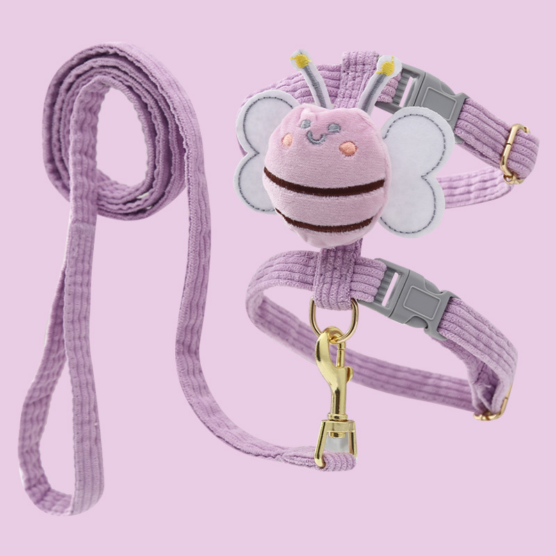 Suministros para mascotas Amazon nueva abeja pecho espalda gato tracción cuerda en forma de I anti-rotura ajustable gato caminando cuerda