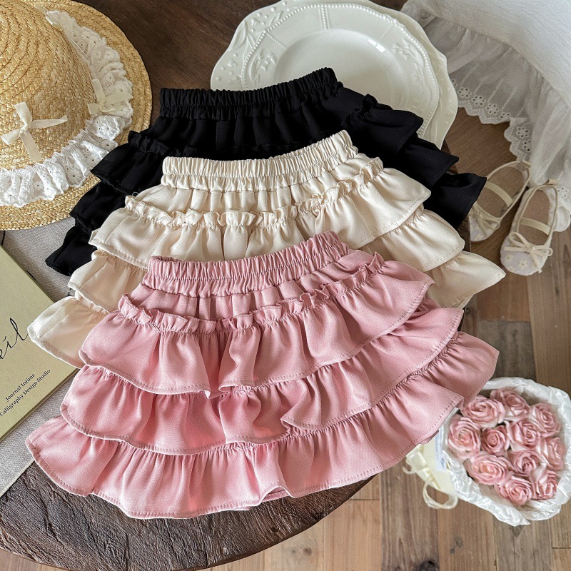 Falda corta de siete niñas de limón salado, falda de tutú estilo ballet rosa, falda de pastel plisada, falda de princesa de moda occidental
