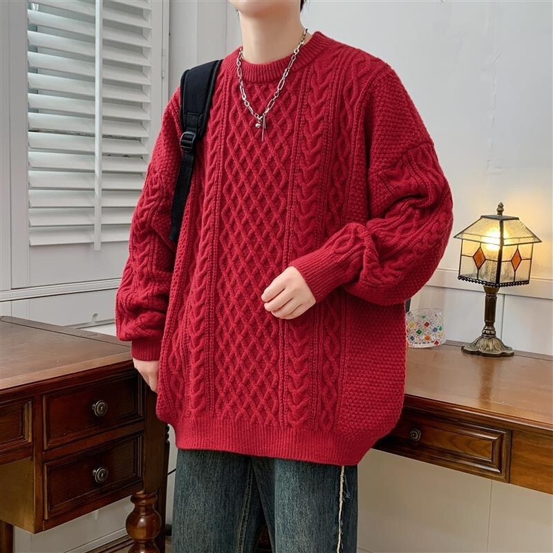 Autumn and winter new birth year red sweater autumn and winter men's lazy sweater coat Christmas couple's sweater Autumn and winter new birth year red sweater autumn and winter men's lazy sweater coat Christmas couple's sweater