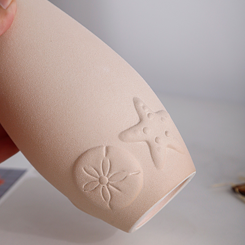 Ornamento de vasijas de cerámica esmerizada europea flor seca marina creativa flor flor floral decorativa en la sala de estar decoración de encimera