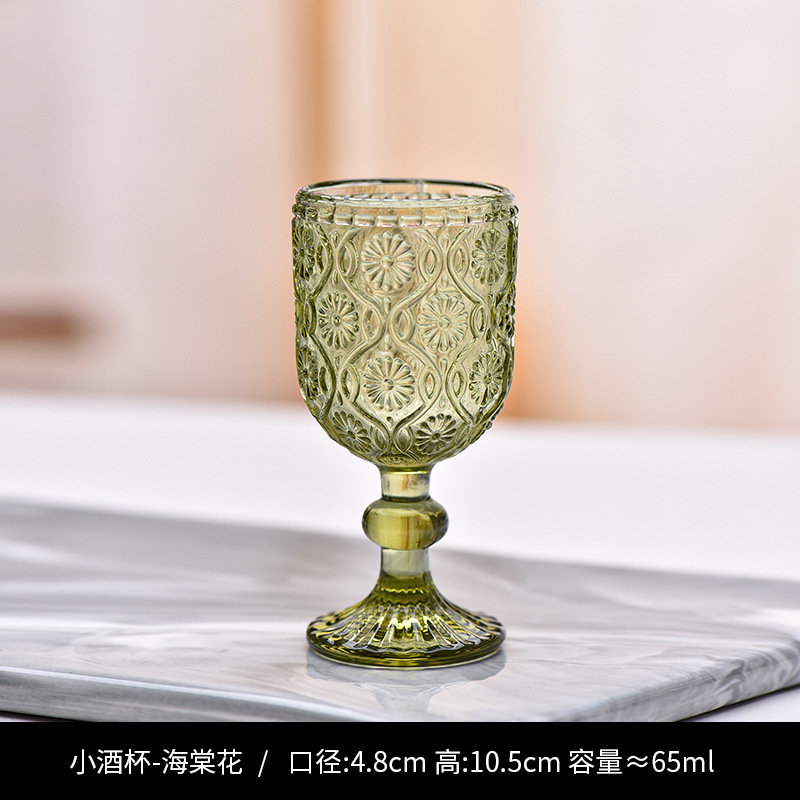 Copa de rayas verticales de vidrio retro europeo, copa de vino tinto, copa de postre alto de helado, copa de vino de frutas de uva de champán casero