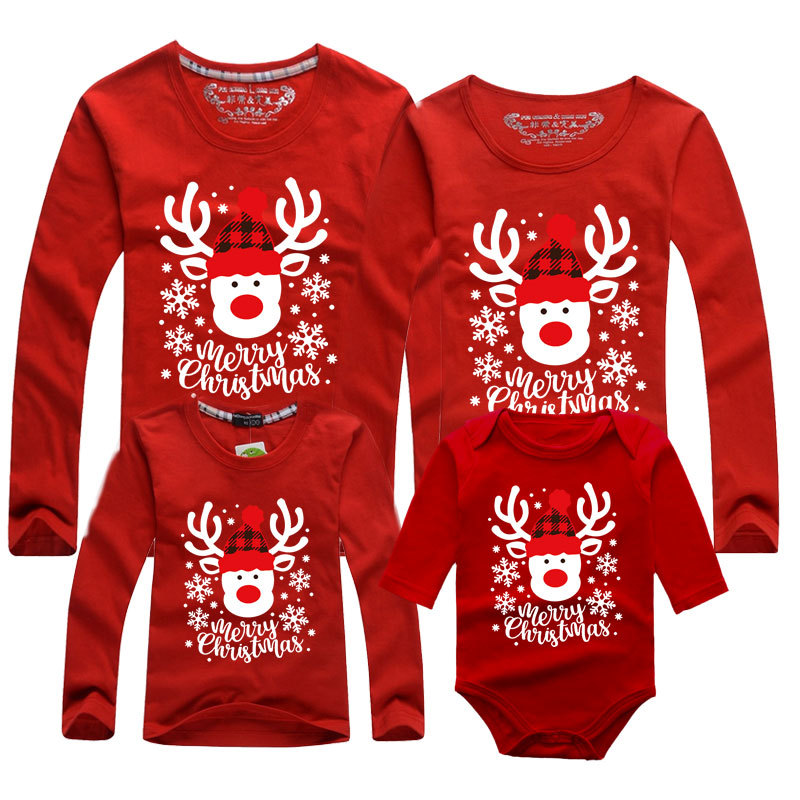 2022B navidad de manga larga nueva ropa para padres e hijos ropa para niños pareja hombres y mujeres de manga larga camiseta mono mameluco