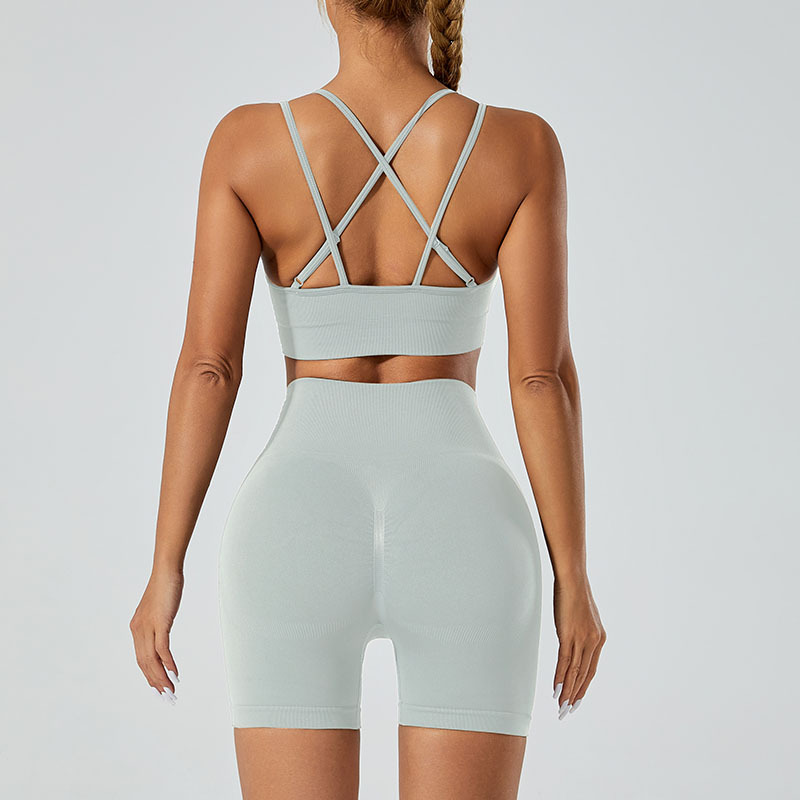 Nueva ropa interior deportiva de recolección sin costuras transfronteriza, pantalones de yoga de cintura alta y glúteos, ropa de fitness para correr, traje de yoga deportivo