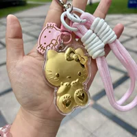 Золотой брелок Hello Kitty 999 пробы, объемный, для мобильного телефона, подарок, модный стиль, оптом