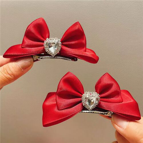 Children's hair accessories: Princess on the run three-dimensional bow hairpin rhinestone hairpin baby cute top clip little girl clip