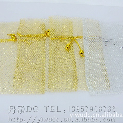 创意金银网布拉绳袋新款礼品袋工艺束口袋批发