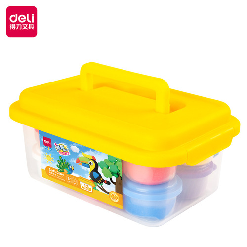Deli 67876 ultra-light clay wholesale plasticine food grade light clay children's colored clay toy set tools