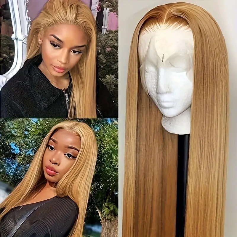 Amazon Cross-border New Fashion Blonde Wig Mid-length Straight Front Lace Wig Full Head Cover Amazon Cross-border New Fashion Blonde Wig Mid-length Straight Front Lace Wig Full Head Cover