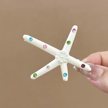 氛围感彩钻海星发夹鸭嘴夹高级感碎发刘海夹海边度假风发卡侧边夹