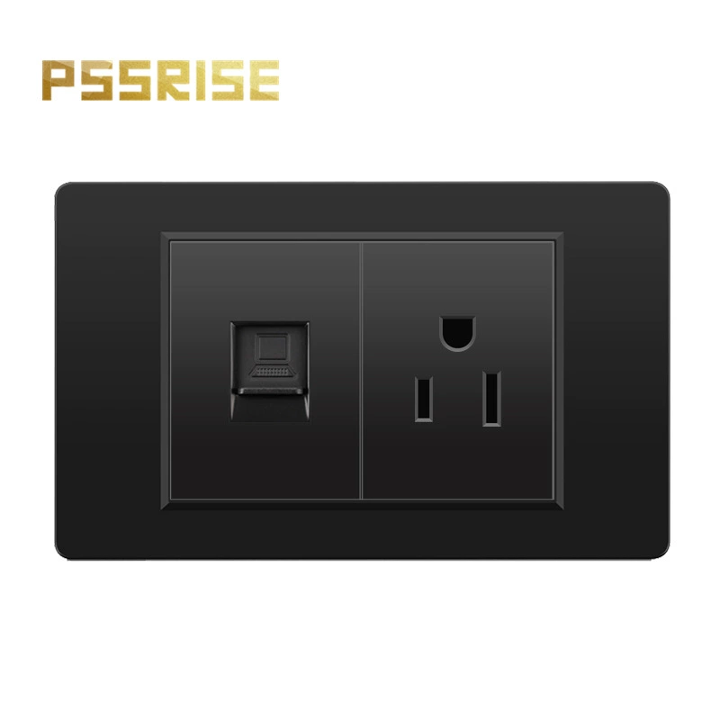 Черная настенная панельная розетка с 118 тип switch, тайваньская розетка с 20W type-C, шесть отверстий