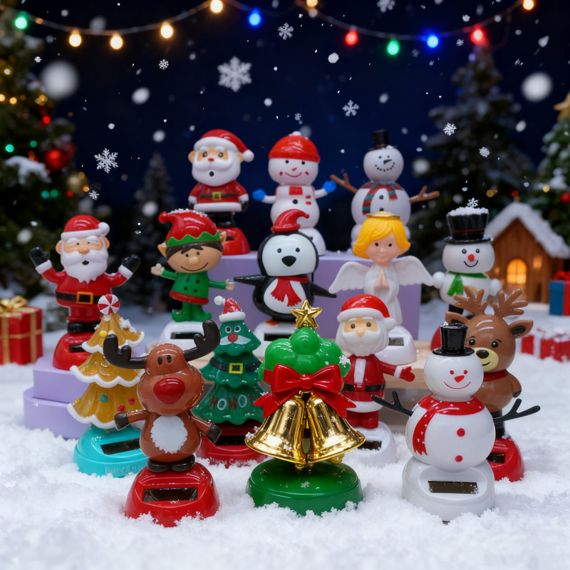 Cross-border Christmas solar energy automatic swing doll car interior shake head decorations creative car car ornaments Cross-border Christmas solar energy automatic swing doll car interior shake head decorations creative car car ornaments