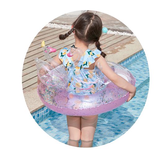 Wanmei ins thickened Internet celebrity pink mermaid seat ring with slit children's mermaid swimming ring infant seat ring