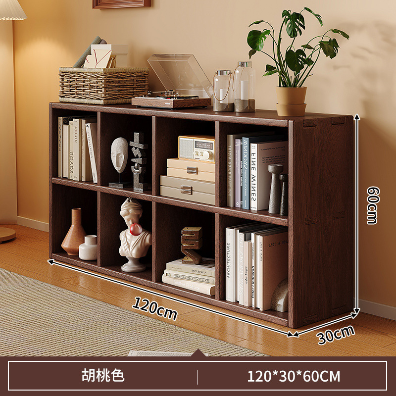 Gabinete bajo de madera sólida, gabinete de cuadrillas de color nuez, gabinete bajo de sala de estar doméstica, estante de almacenamiento contra la pared