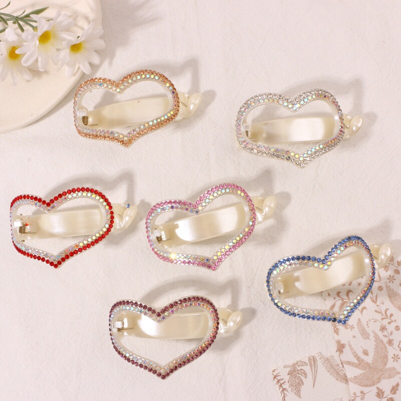Korean Fashion Diamond Hairpin Heart Spring Clip Versatile Light Luxury Fashion Hair Accessories Headwear New Factory Direct Sales for Women Korean Fashion Diamond Hairpin Heart Spring Clip Versatile Light Luxury Fashion Hair Accessories Headwear New Factory Direct Sales for Women