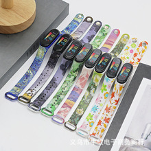 新品【油画】清新轻奢森系印花触屏防水LED手表学生党电子手表批