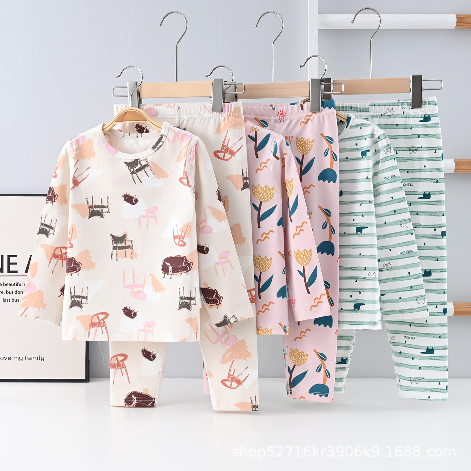 Children's Autumn Clothing Set, Baby Autumn Clothes and Pants, Boys and Girls Pure Cotton Thermal Underwear, Class a All-Cotton Pajamas