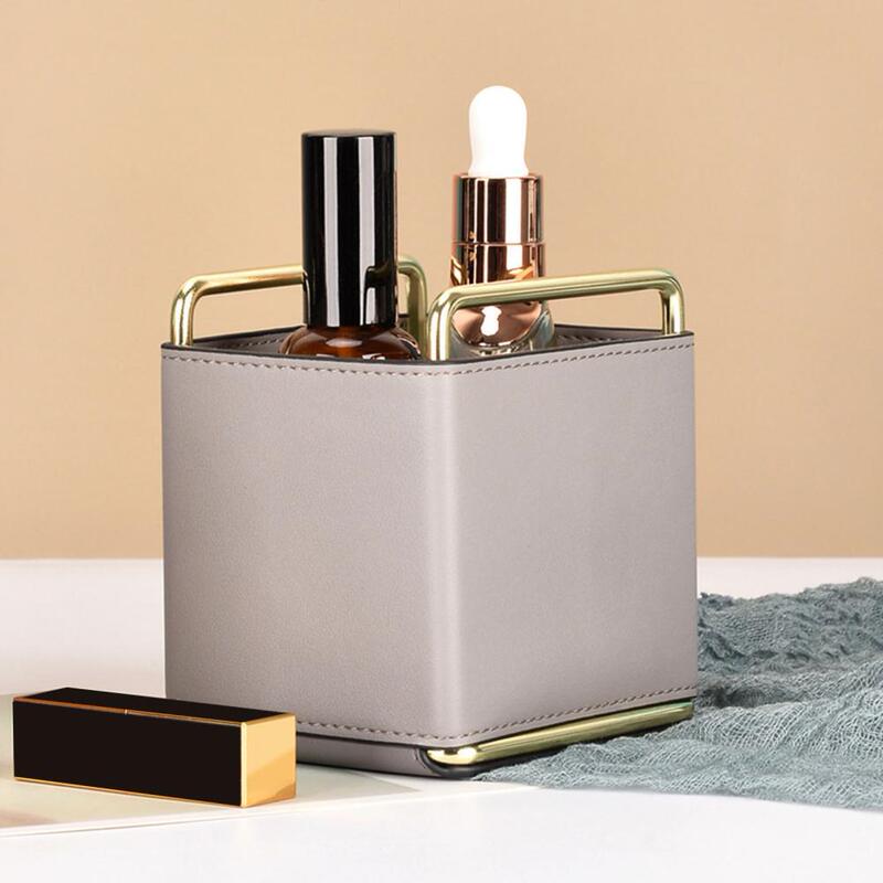 Desktop cosmetics remote control sundries storage basket European square leather pen holder key leather metal storage box Desktop cosmetics remote control sundries storage basket European square leather pen holder key leather metal storage box