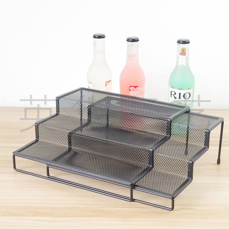 Two-Pack Three-Layer Metal Grid Spice Rack Creative Home Desktop Storage and Organization