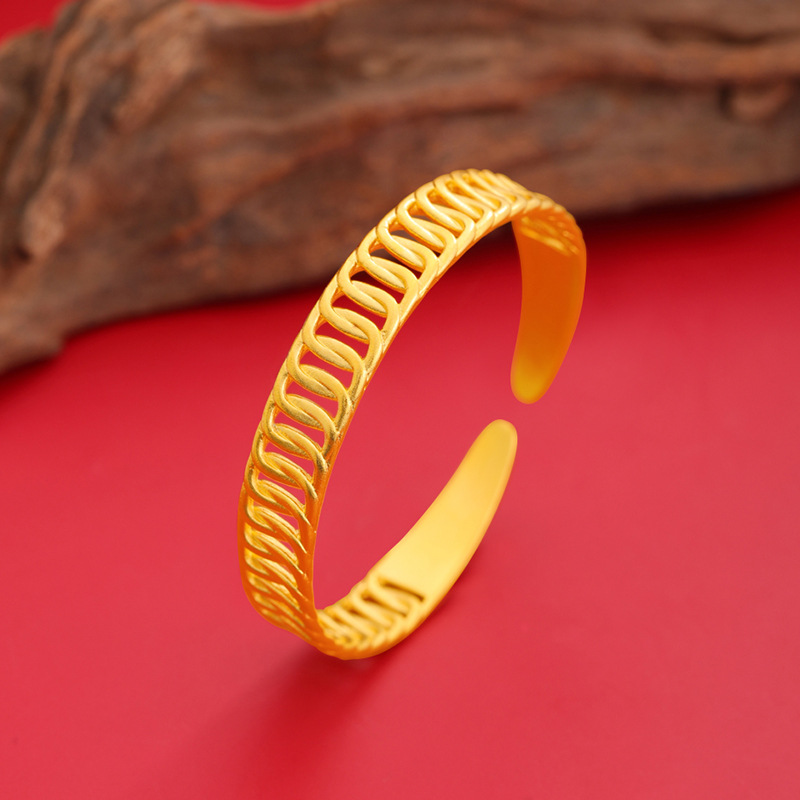 Nuevo estilo nacional pulsera de hilo abierto anillo hebilla pulsera luz nicho de lujo abierto pulsera de diseño simple de las mujeres