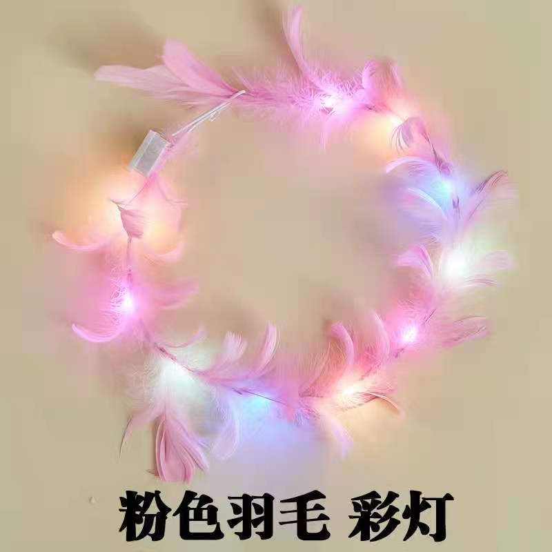 Nuevo alargado luminoso ganso pluma Garland hadas Ángel LED linterna Garland tocado Internet celebridad noche mercado al por mayor