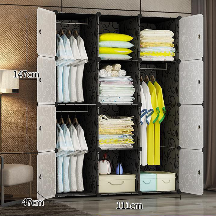 Armario simple moderno armario de tela simple sala de alquiler de tubos de acero engrosamiento reforzado dormitorio en casa montaje de almacenamiento gabinete colgante